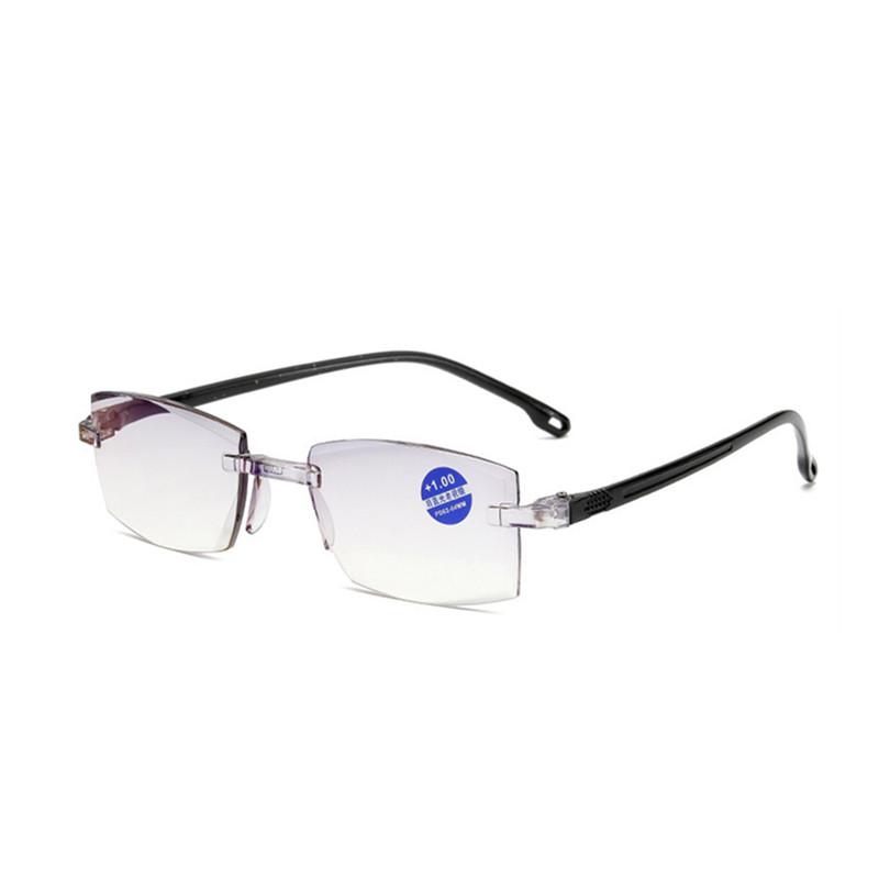 803 Custom Logo Ultra-Light Rimless Presbyopic Eye Glasses Farsighted Anti-Blue Light Reading Glasses for Men Women Square