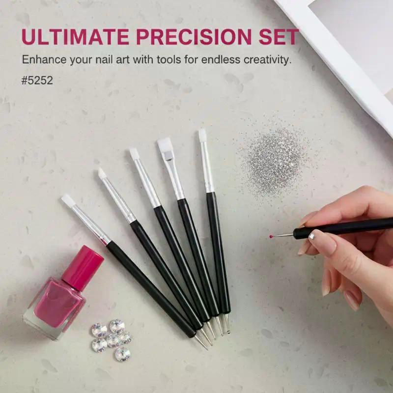 5Pcs/Set Double-Headed Silicone Nail Art Pens Rhinestones Picker 3D Nail Carving Dotting Manicure Tools For Nail Art Design