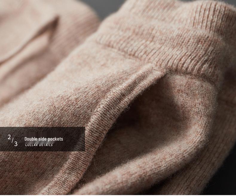Men's Cashmere Trousers: Versatile, Four-Way Stretch, Trendy Loose Fit, Split Hem, Solid Color for Autumn and Winter.