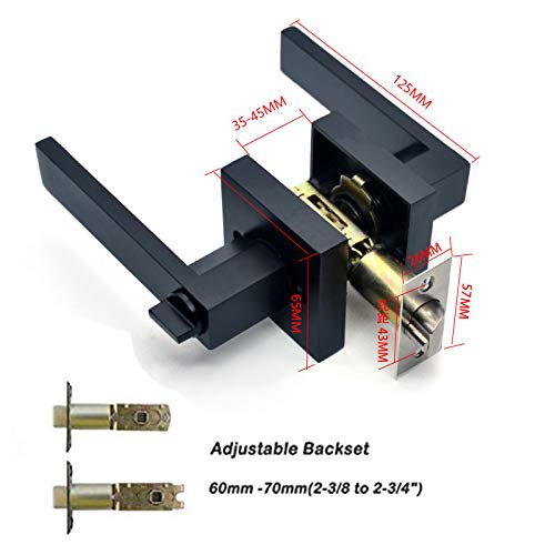BDGAFA Door Knob with Key, Lever Handle Lock for Indoor Use in Bedrooms, Entryways, and Bathrooms (Square-Black)