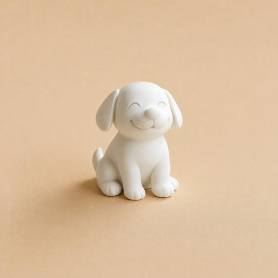 Dog Figurine, 3D Printed Cute Puppy Sculpture, Small Smile Animal Desktop Ornament for Living Room Table Decor, Gifts for Dog Lovers