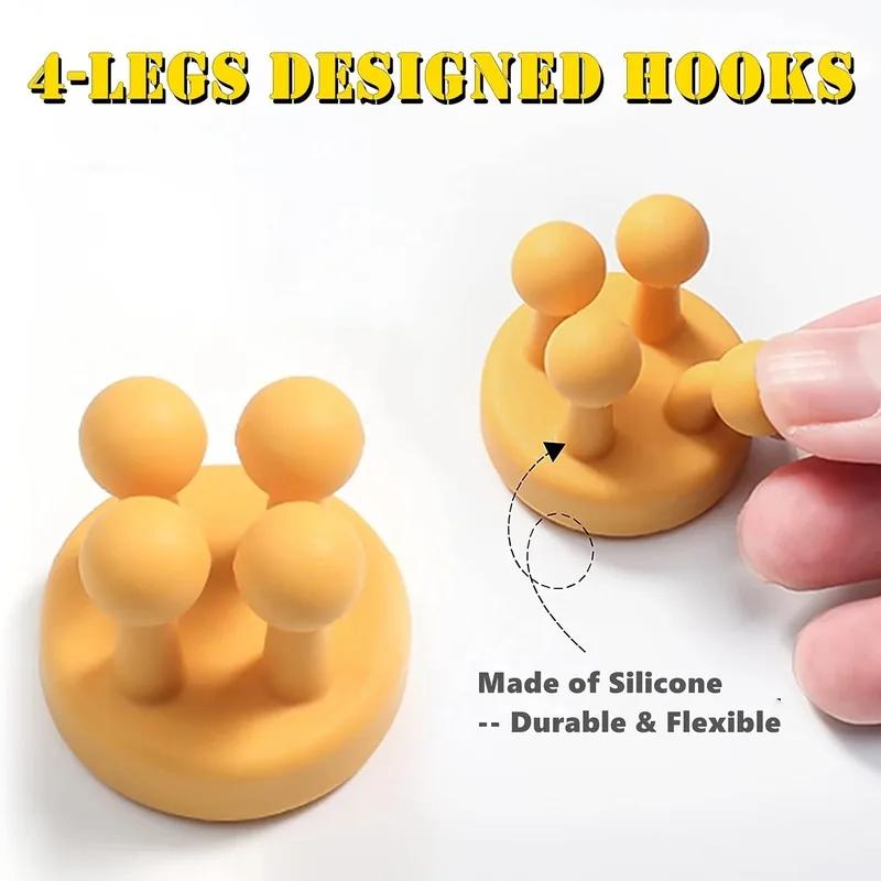 4Pcs Silicone Toothbrush Holders Hook Waterproof Self Adhesive Wall Mounted Single Hook for Hanging Key Plug Holder