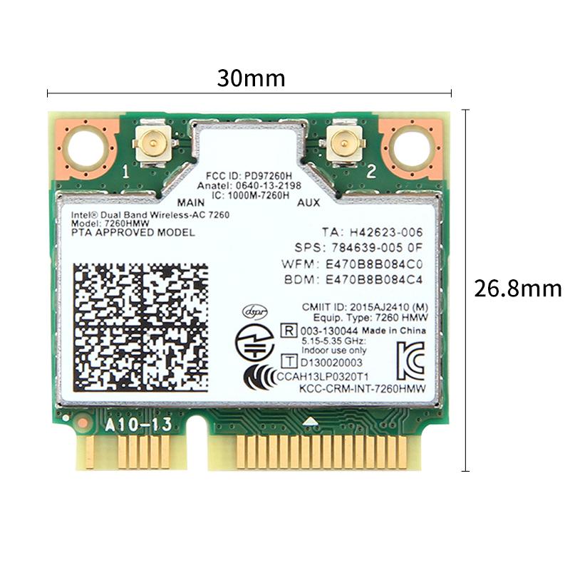 7260HMW Dual - Band Wireless - AC Card - 802.11ac WiFi, Bluetooth 4.0, for PC