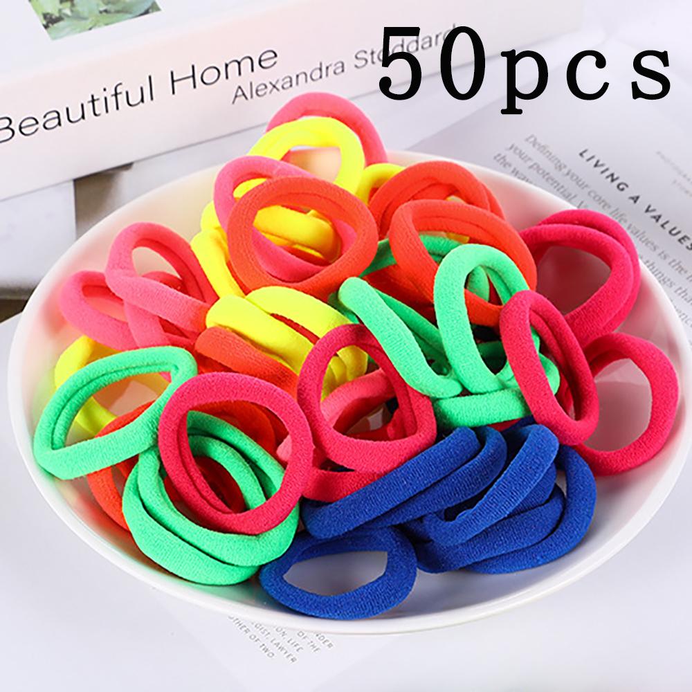 50PCS/Set New Women Girls Candy Colors Nylon Basic Scrunchie Hair Tie Ponytail Hold Hair Rubber Bands Fashion Hair Accessories