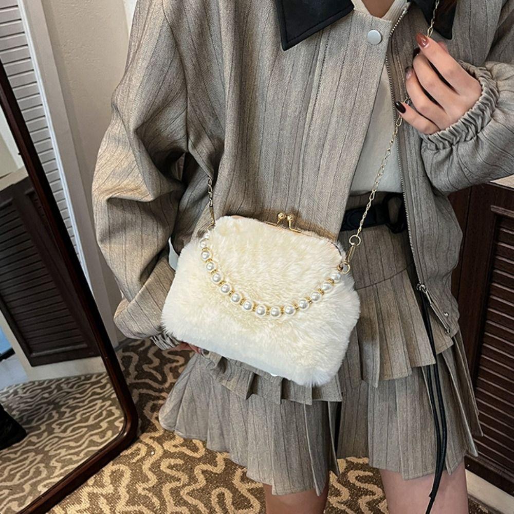 Sac de Soirée Perle Pochette Fermoir Baiser Sac Bandoulière Coquillage Tendance Fête