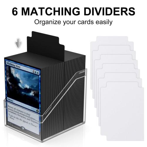 Mlikero Card Deck Case, 6-Pack Acrylic Commander Deck Box, Holds Over 100 Sleeved Cards, Includes 6 Dividers, Clear Card Storage Box for MTG, TCG, and