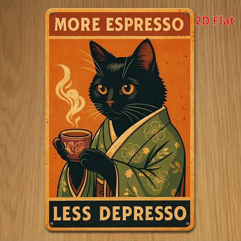 Retro Metal Sign More Espresso Less Melancholy X Inch Wall Art for Home Bar Cafe Garage Espresso Theme Decor