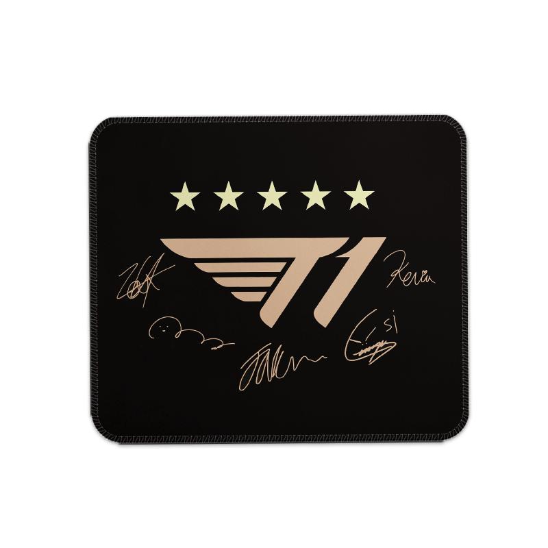 T1 5-Time World Champion Mousepad with Faker Signature LOL Gaming Desk Mat T1 Team Merchandise Personalized Gamer Gift for Fans