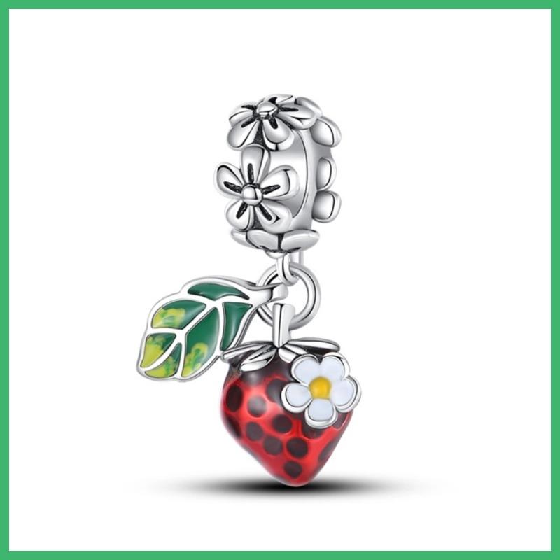 

925 Серебро Клубничная Башня Шармы Подвеска с Кубическим Цирконием, Подходит для DIY браслета ожерелья Подарок для нее, Подвеска Серебро