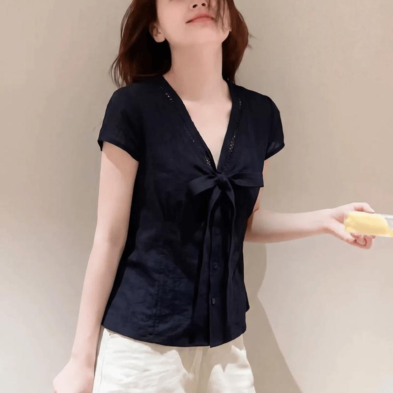 La Chapelle Women s V-Neck Short Sleeve Fashion T-Shirt 2XL
