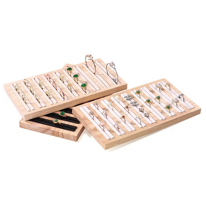 Wooden Jewelry Display Tray Jewellery Earrings Trinket Displays Pallet Counter Rings Showcase Salver Jeweler Ring Organizer Tray