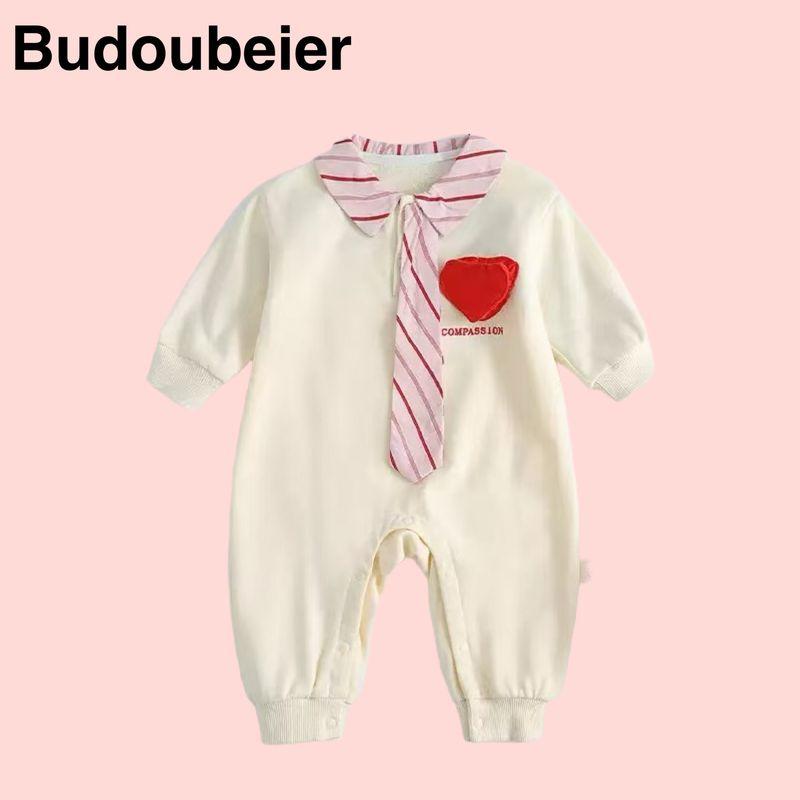 

British Baby Spring and Autumn Clothing, Baby Girl Jumpsuit, Korean Style Princess Style One-Piece Romper for Full Moon and 100-Day Outings Beige 66