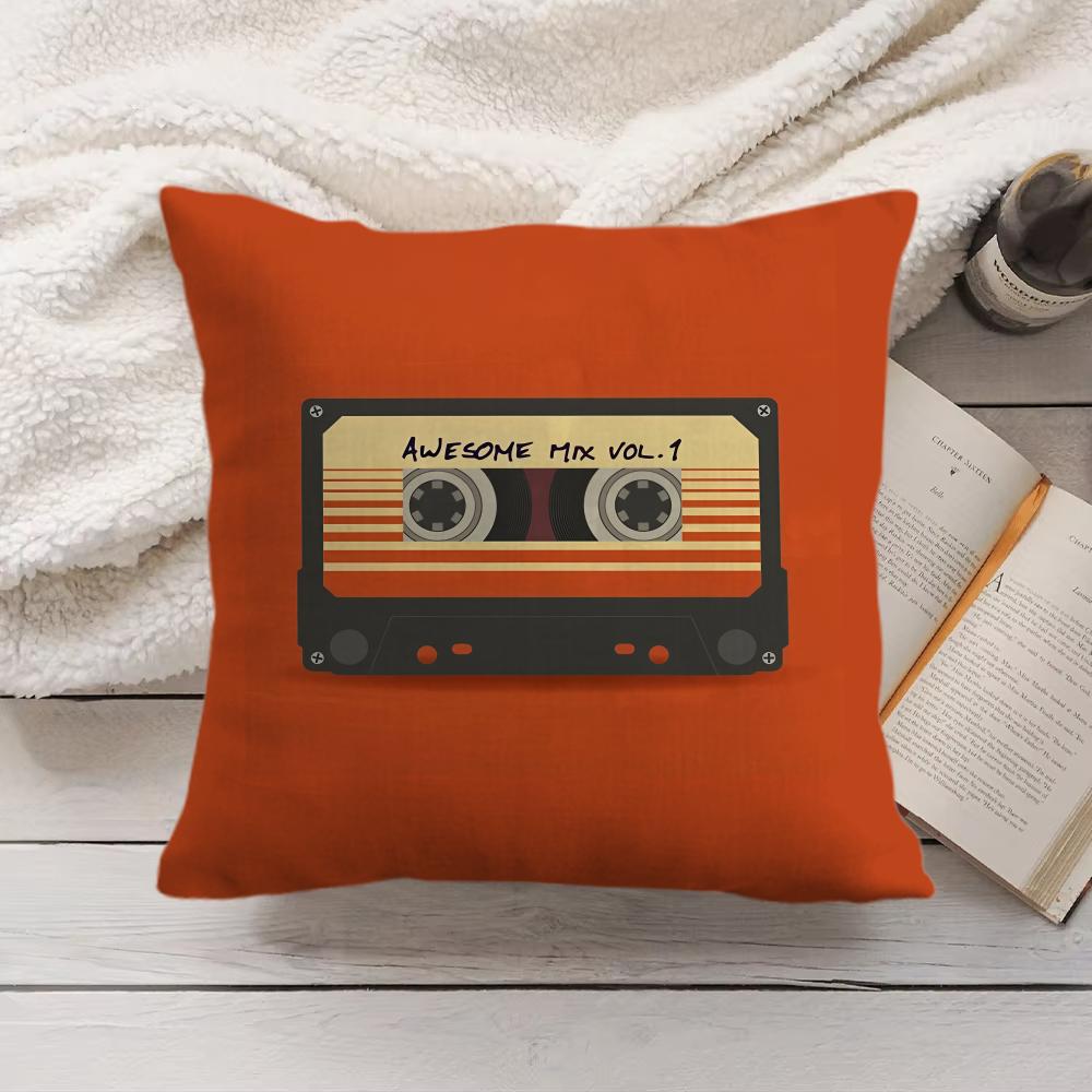 Vintage Retro Cassette Tape Cushion Cover Short Plush Double-Sided Printing Home Machine Washable In Warm Winter Pillow Cover