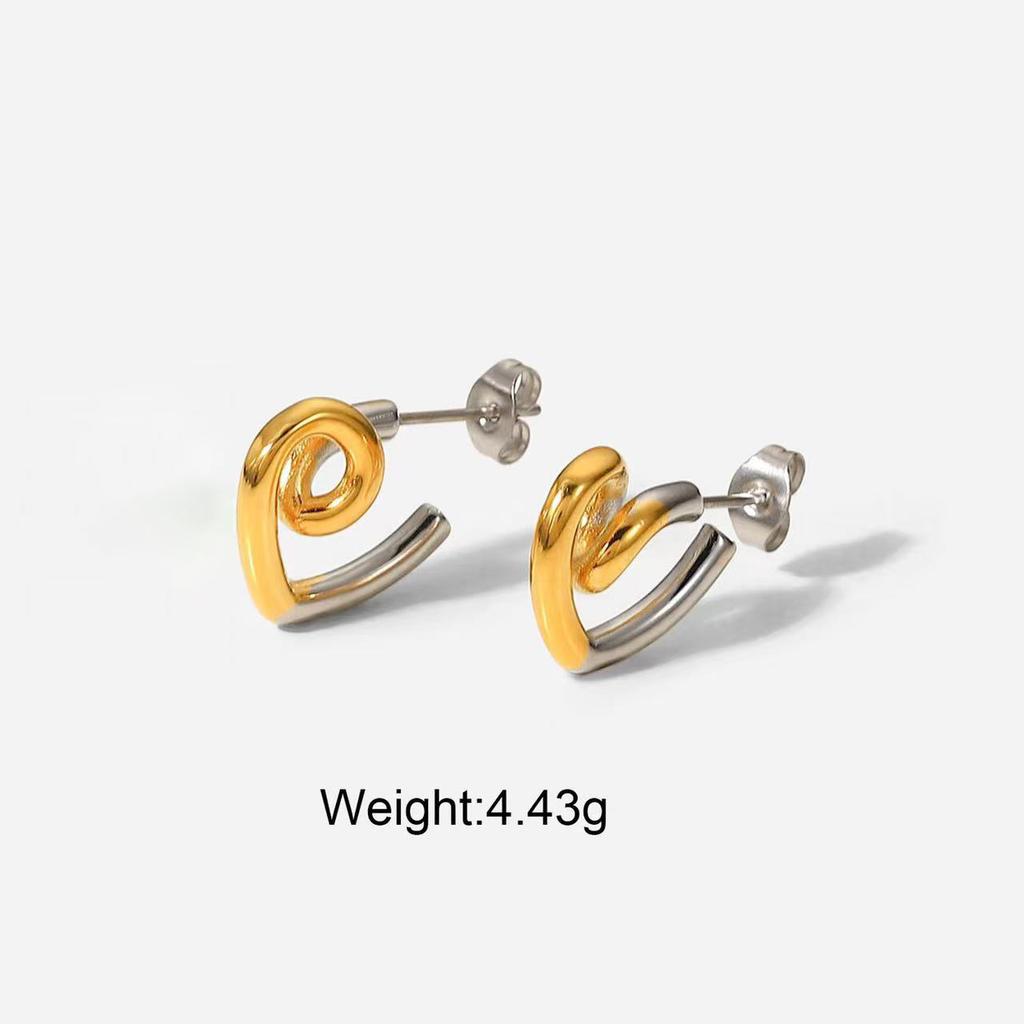 European and American 18K Versatile Women's Love Stainless Steel Earrings Niche Design Simple Wind Fashion Titanium Steel Earrings