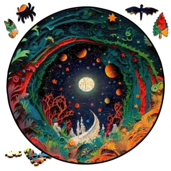 Earth Scenery Round Wooden Puzzle Art Unique Shaped Pieces Wooden Toys for Adults Perfect Christmas birthday Landscaping Gift