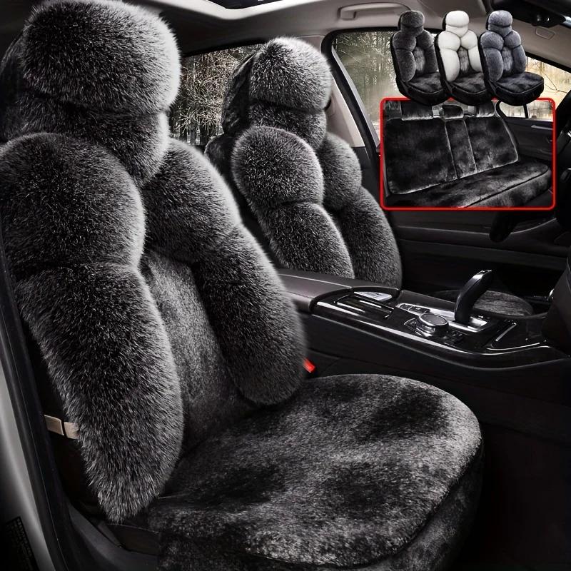 Luxury Plush Car Seat Covers 5PCS Full Set with Heating for SUV Sedan Front and Rear Seats Warm Fleece Cushion Set
