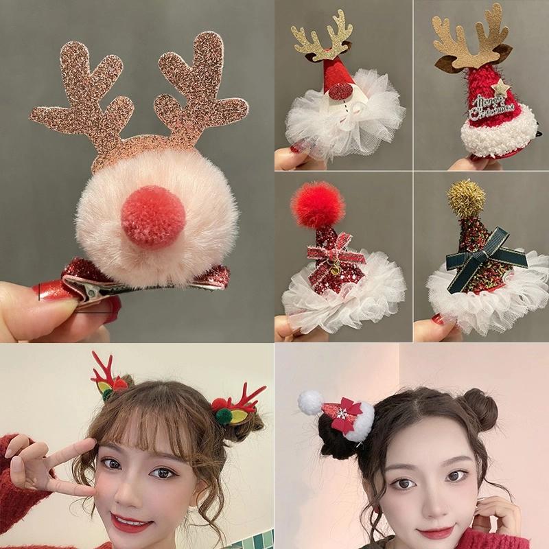 Christmas New Year Hair Clips Cartoon Deer Ear Headbands Hairpin Xmas Decor Gifts Navidad Festival Photo Props Hair Accessories