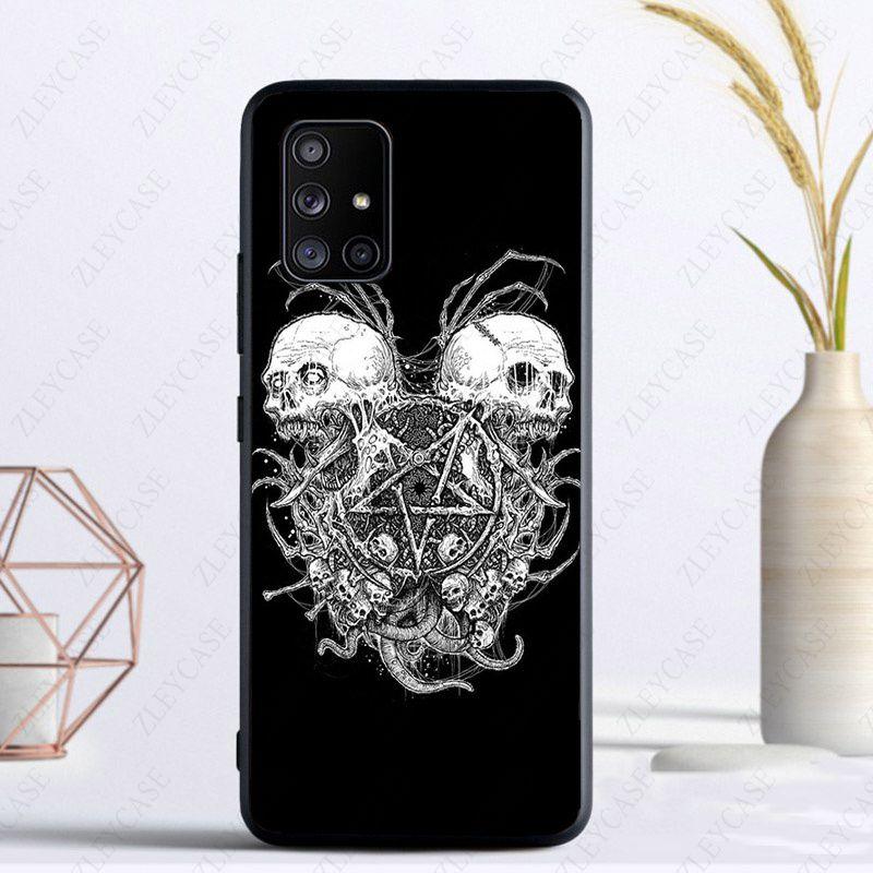 Pentagram 666 Demonisk Satanisk fodral För Samsung Galaxy A13 A53 A11 A12 A32 A22 A52S A10S A41 A42 A33 A30S A40 A51 A71 A21S Fodral