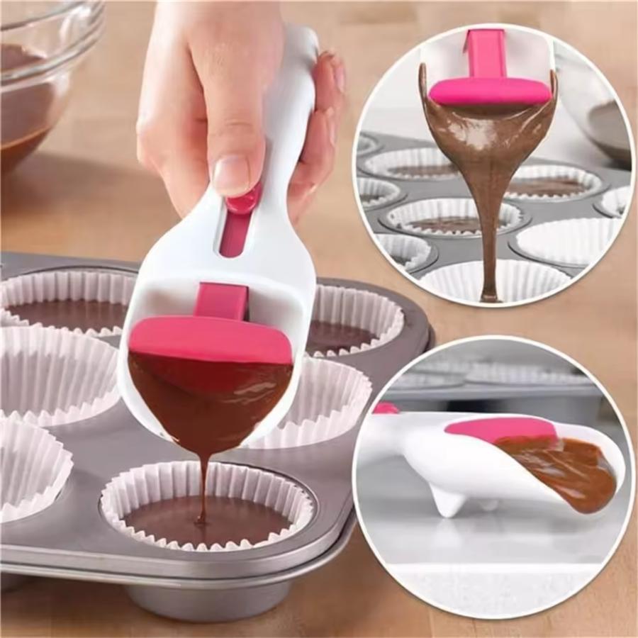 1pc Chocolate Cake Scoop , Pink Decorated Measuring Cup, Dishwasher Safe, Drip Free for Countertop Cleaning, Suitable for Baking
