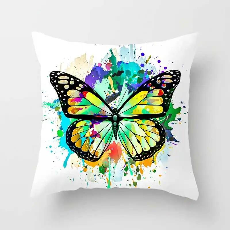 Office Living Room Home Pillowcase Watercolor Butterfly Pattern Pillowcase Car Ornaments