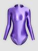 Solid Color High-Cut Rhythmic Gymnastics Leotard Ballet Dancewear - Women's Silky Luster One-Piece Swimsuit Base T-Shirt