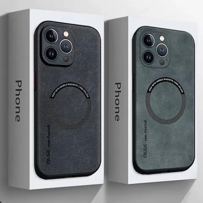 

For Magsafe Luxury Leather Shockproof Phone Cases For iPhone 17 16 15 14 13 12 11 Pro Max 16e Plus Magnetic Wireless Charging Cover iPhone 11 чорний