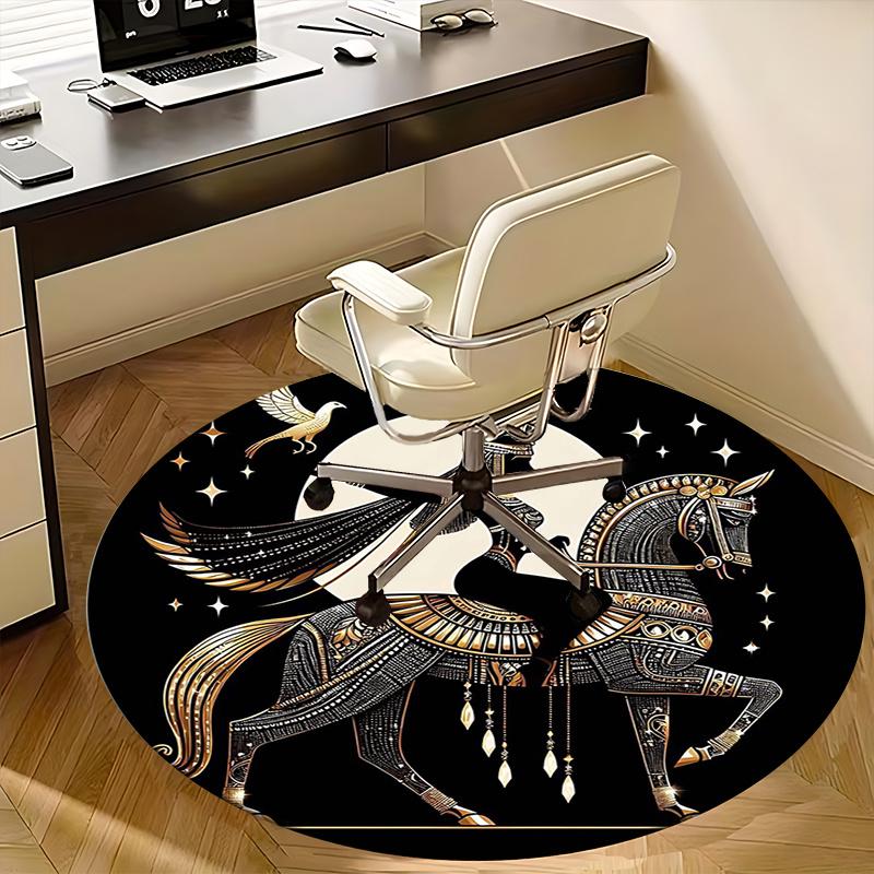 Egyptian Goddess,Moonlit Horseback Ride Chair mat Round Rug-Office carpet, Machine Washable, Non-slip, Suitable for Living Rooms, Bedrooms,