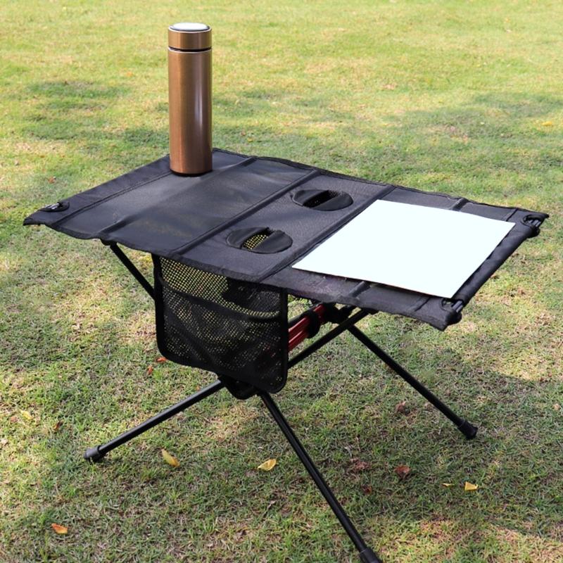 Portable Aluminium Alloy Camping Table Lightweight Outdoor Folding Garden Table with Cups Holder For Picnics Hiking BBQ