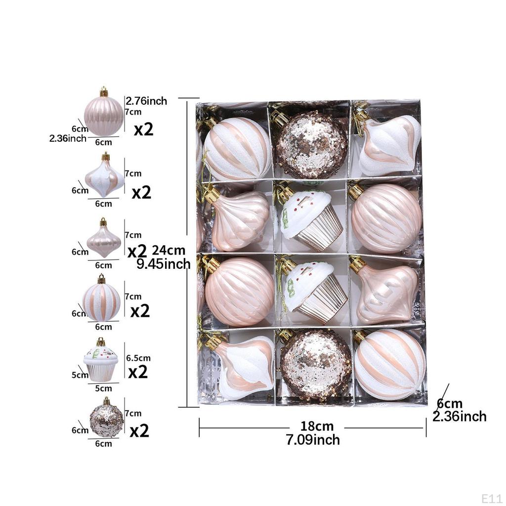 12 Pieces Christmas Tree Ball Ornaments, Hanging Decoration for Xmas Party