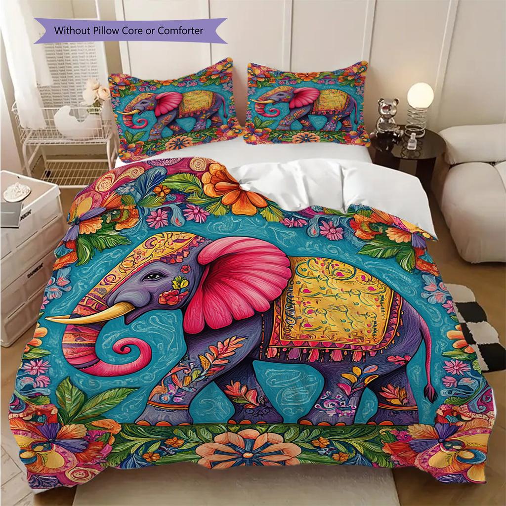 Set Copripiumino Trapuntato con Motivo di Elefanti Federa Decorazione per la Casa Regalo di Compleanno (1 * copripiumino + 2 * federa, senza nucleo)