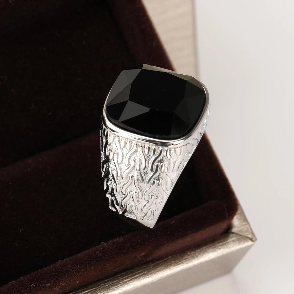 Hombre Mujer Retro Acero inoxidable Joyería Vintage Corte princesa Diamante de imitación amarillo Propuesta antigua Anillos de regalo Alianza de boda nupcial