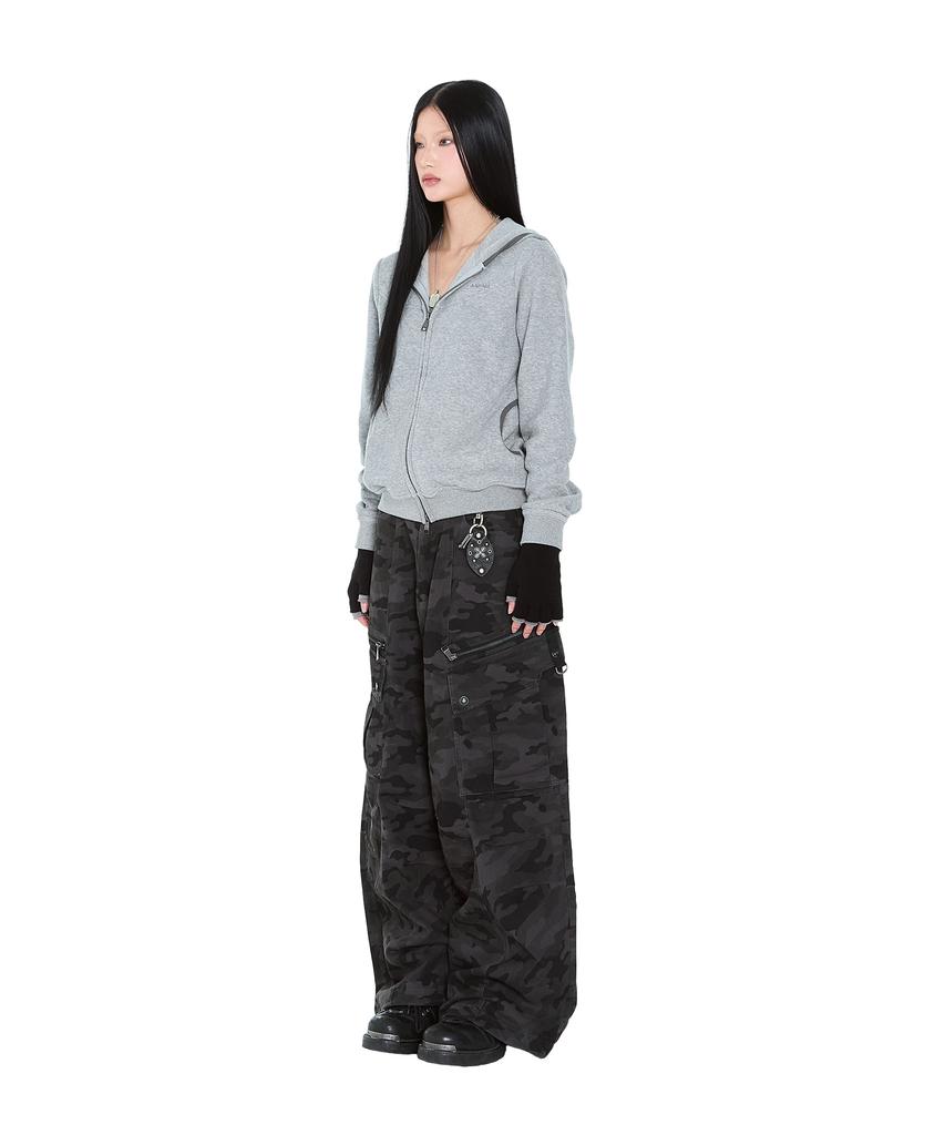 Aakam Incision Terry Zip-Up Hoodie (Gray)