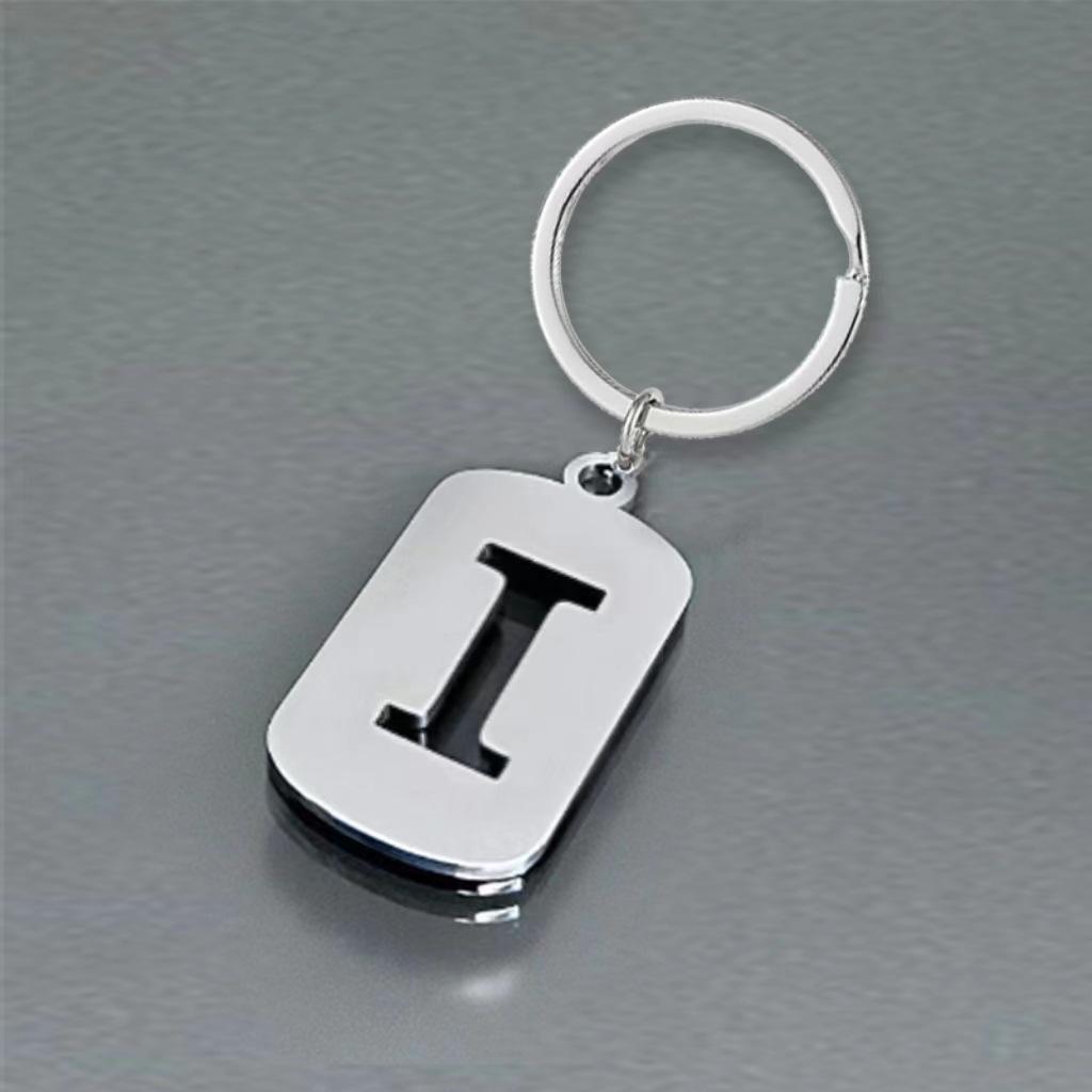 Stainless Steel 26 English Letters Keychain - Stylish Alphabet Pendant for Backpack or Car