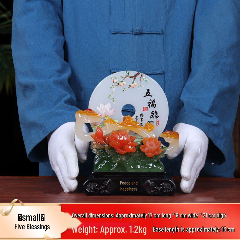 Ping An Kou Jade Stone Ornament for Wealth and New Home - Office and Living Room Decor