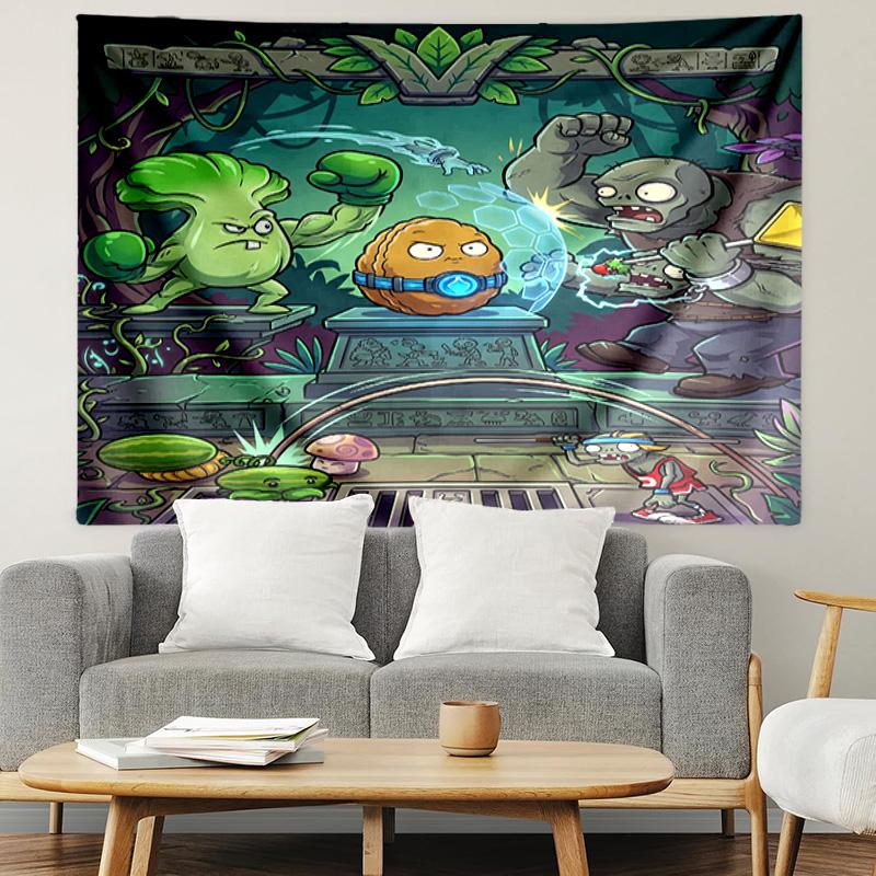 Plants VS Zombies Print Tapestry, Lightweight Wall Hanging, for Bedroom, Dorm, Living Room, Home Art Decor, Birthday Christmas Gift for Friends