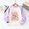 Labubu Girls' Cartoon Raglan Sleeve Sweatshirt - Spring/Autumn, Korean Style, UV Protection