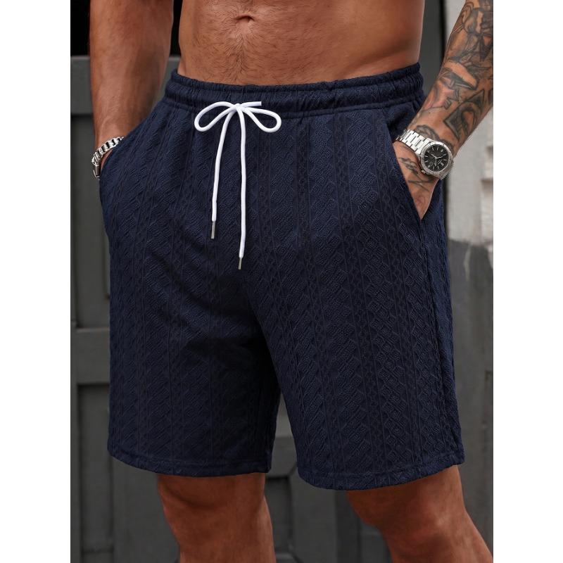 Pantaloncini casual da uomo con coulisse e texture