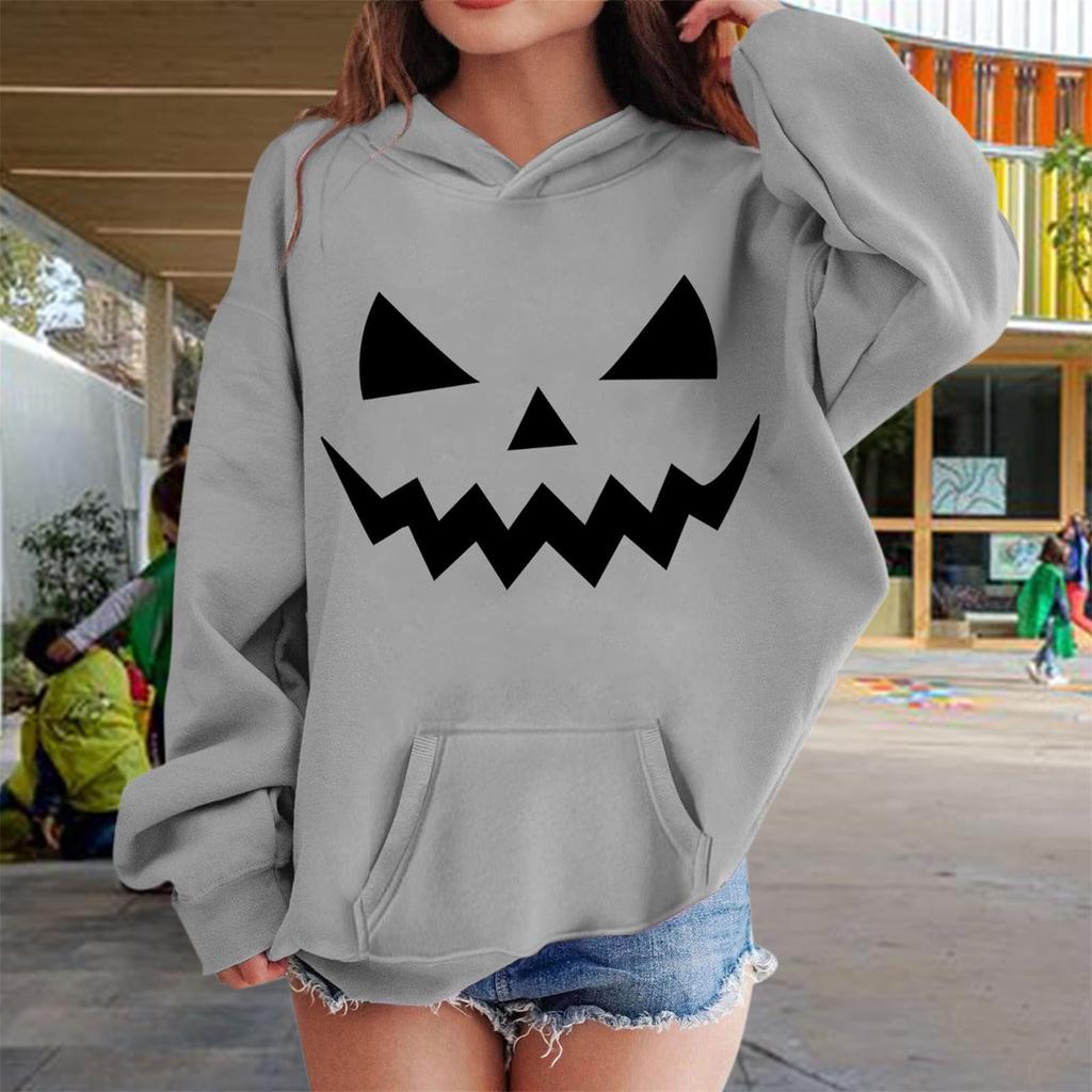 Boys Girls Kids Long Sleeve Hoodie with and Halloween Print for Casual Wear