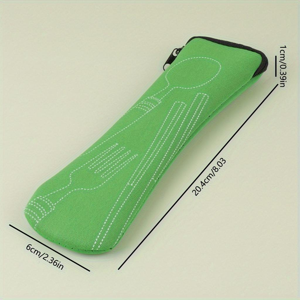 Portable Cutlery Storage Bag Zipper Style, Stainless Steel Spoon and Chopstick Bag, Suitable for School, Camping, and Picnicking