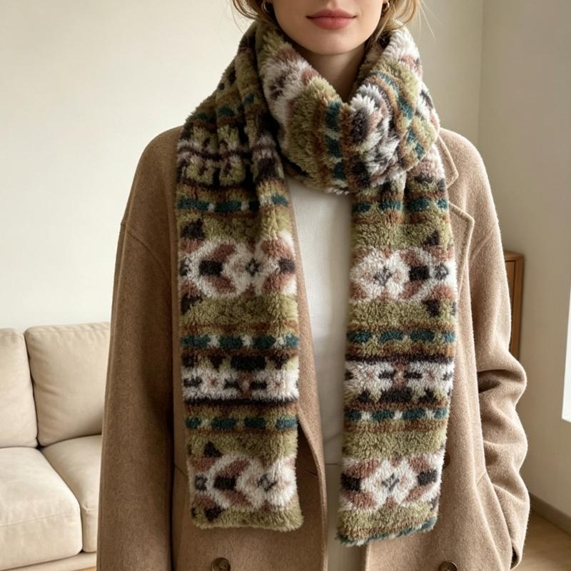 Thickened Plush Scarf with Warm Texture and AntiStatic Design for Adult Teens Cold and Breezy Weather Winter Activity Wear
