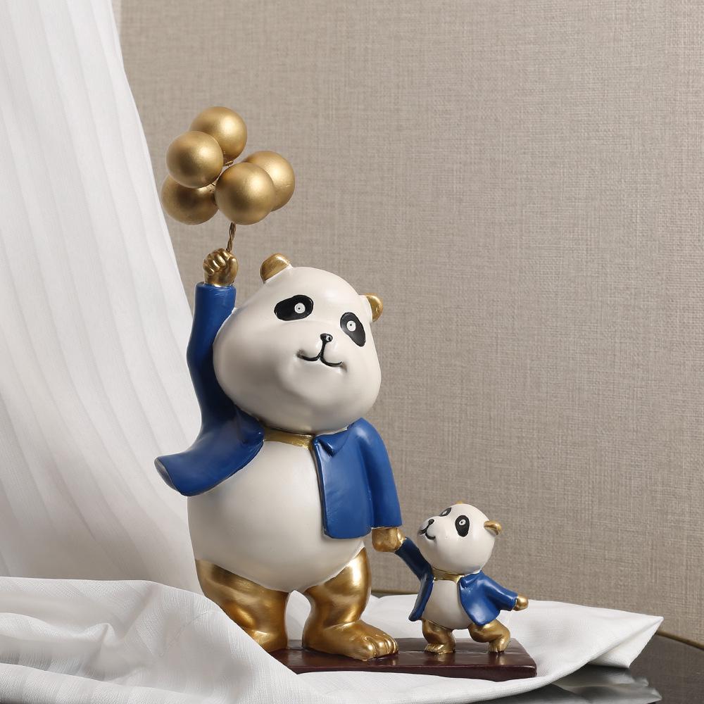 Modern Light Luxury Panda Ornament: Cute Parent-Child Decorative Item for Living Room or Study