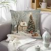 Christmas Winter Village Decorative Pillow Cover 18X18 Inch Pillow Cover Throw Cushion Cover For Home Car Sofa 1Pc