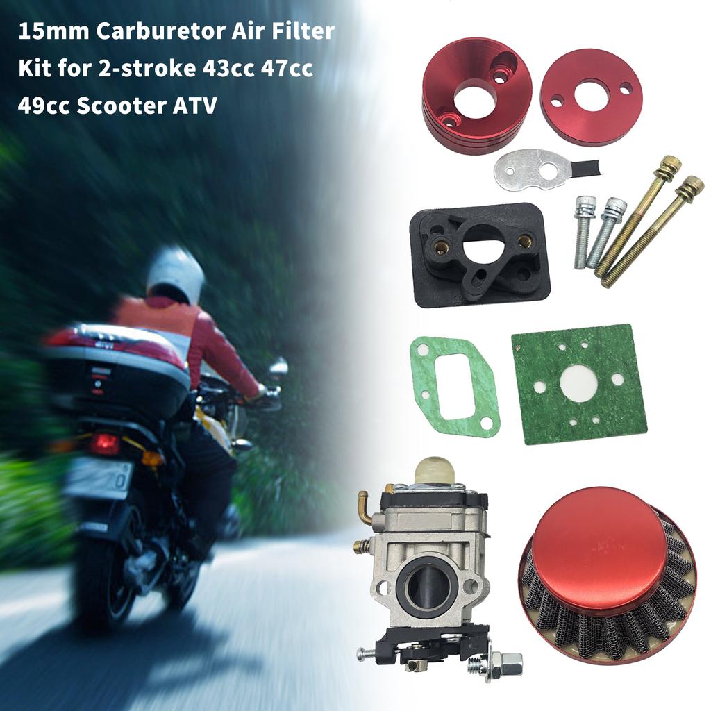 Sada vzduchového filtru karburátoru 15 mm pro 2taktní skútr ATV 43cc 47cc 49cc