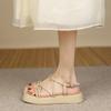 Plus 43 44 Rome Platform Sandals Women Summer  Beach Fashion Flat Casual Cross -Tie Open Toe Narrow Band Shoes Rome Sandals