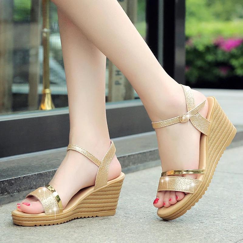 Fashion 2025 Summer New Women Wedges Sandals Fashion Solid Color Shoes for Women High Heels Platform Designer Sandals Zapatos De Mujer
