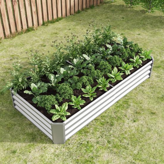 Fioriera Rialzata in Metallo, Fioriere Rialzate per Il Giardino Realizzate in Robusto Lamierino d'Acciaio con Un Design Robusto, Protezione dalla Ruggine e Lunga Durata, Rialzata