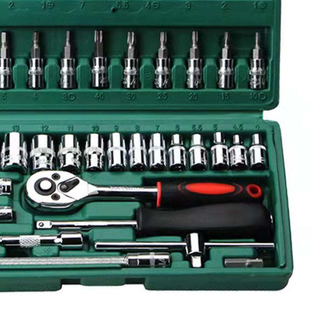 Set Cheie Clichet 46 Bucăți Rezistent la Uzură Torsiune Mare Cheie Clichet Set Biți Șurubelniță pentru