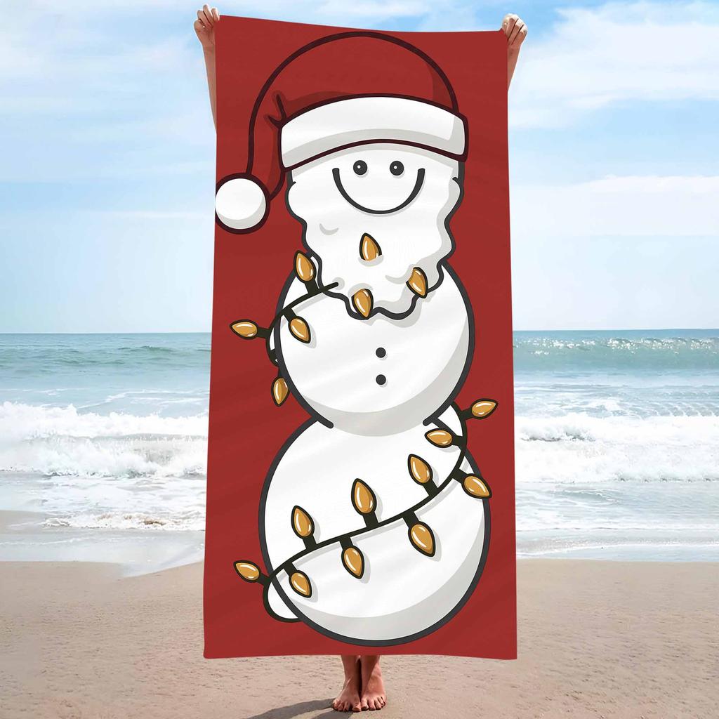 Merry Christmas Snowman Background Cute Single sided Printed Beach Towel Home Decoration Bath Towel 75x150cm Bathroom