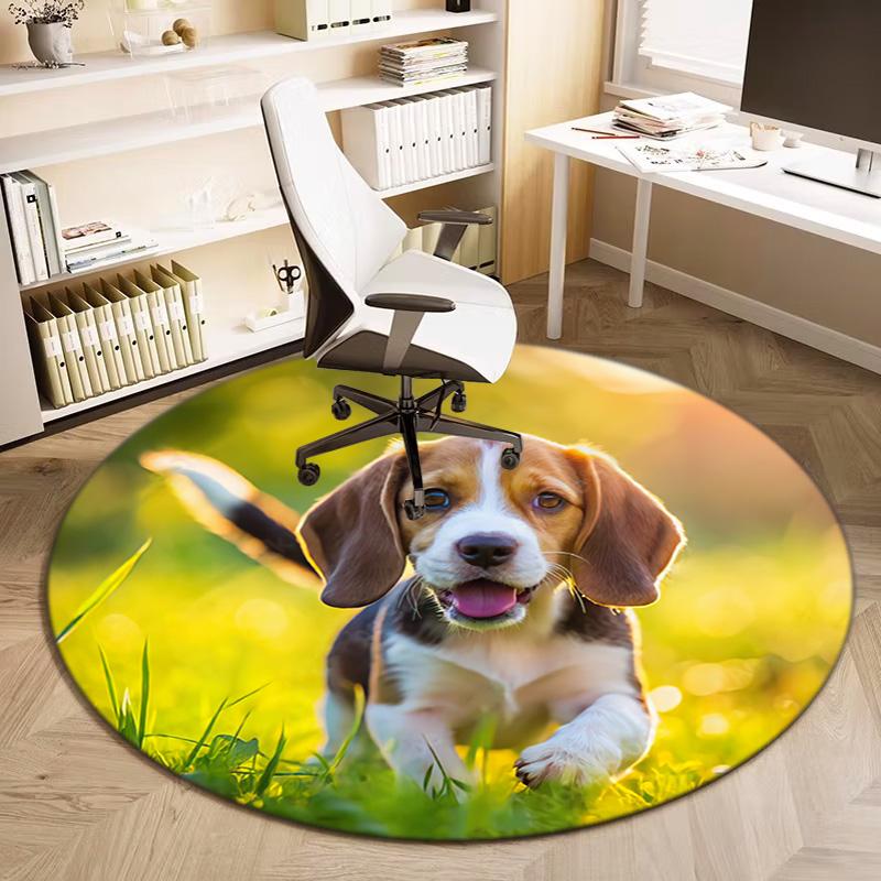 1 Stück Süßer Haustier Chihuahua Border Collie Aufdruck runder Teppich, Fußmatte für Zuhause, Outdoor-Reiseschutzteppich