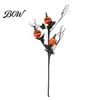 Spooky Halloween Home Decor Artificial Pumpkin Stems, Black Branch with Maple Leaves, Fake Leaf And Gothic Floral Arrangement for Vase,